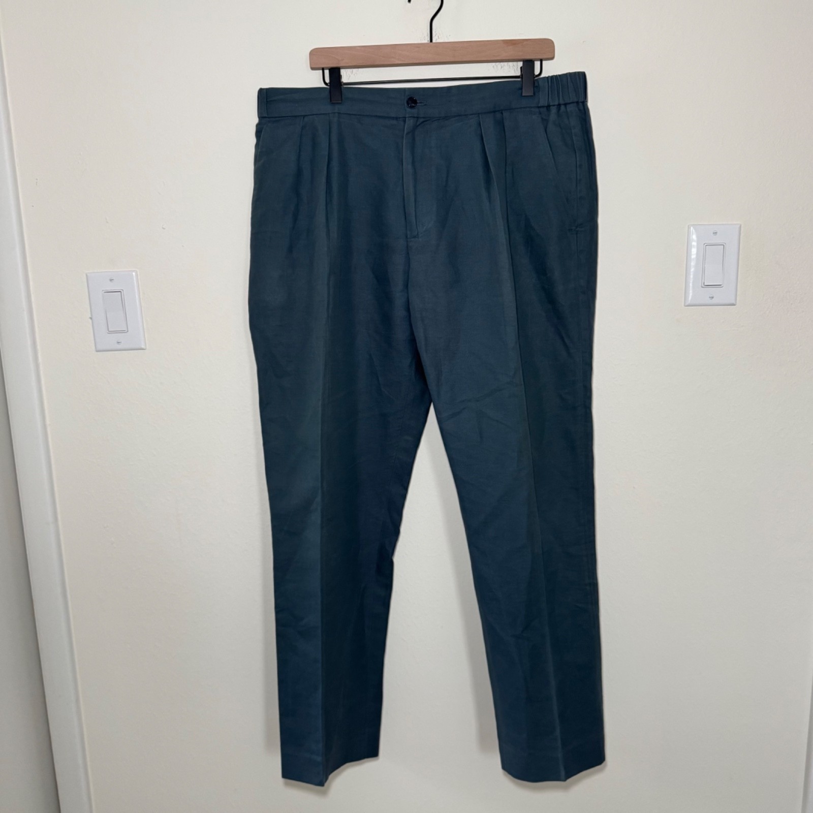 Uncommon Man Cotton Linen Trousers Men’s Size 38 Steel Blue Italian Luxury