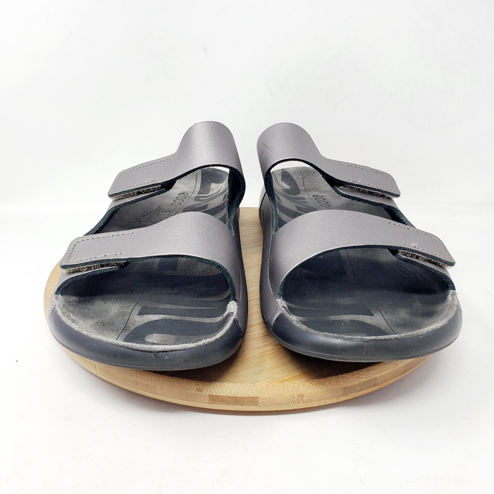 Ecco 2nd Cozmo Sandals Womens 41 Walking Comfort Silver Slide Straps Shoes