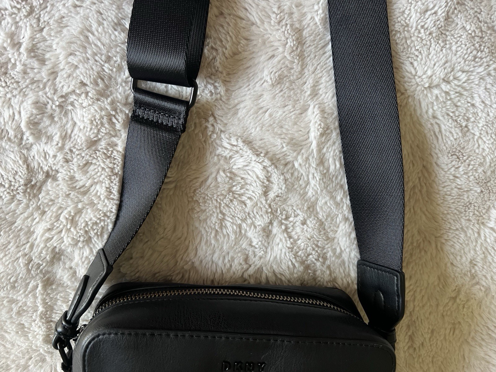 DKNY Black Crossbody Bag with Micro-Stud Detail