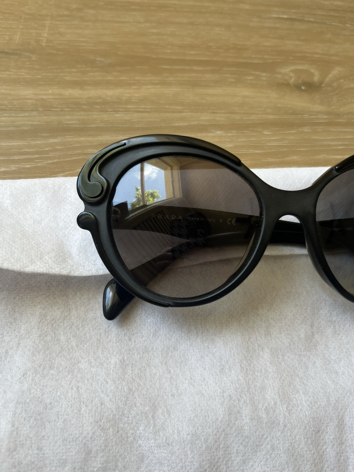 Prada Baroque Cat Eye Sunglasses Black SPR 28N 56-19-140