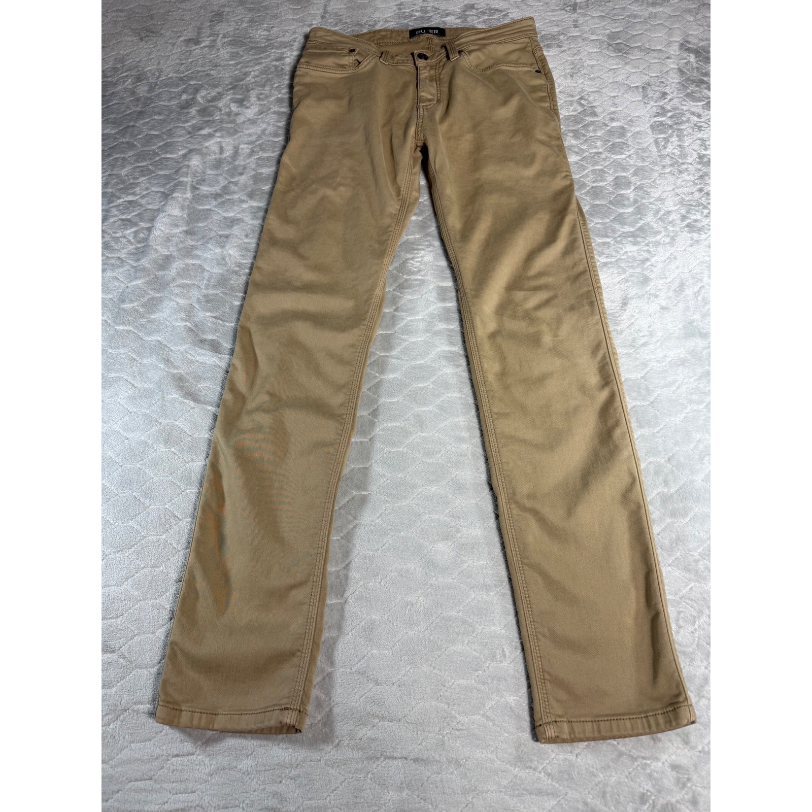 DUER N2X Slim Fit Performance Khaki Pants Mens 33×33.5 Tan Stretch Chino Gusset