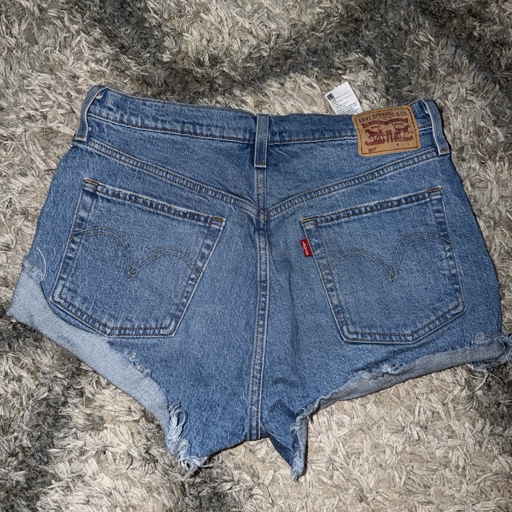 Levi’s 501 Shorts Womens W31 Blue Distressed Button Fly Denim Cutoff