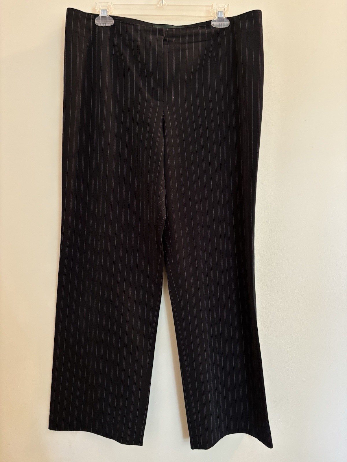 Vintage 90s Harvé Benard Women’s Black Pinstripe Dress Pants Flat Front