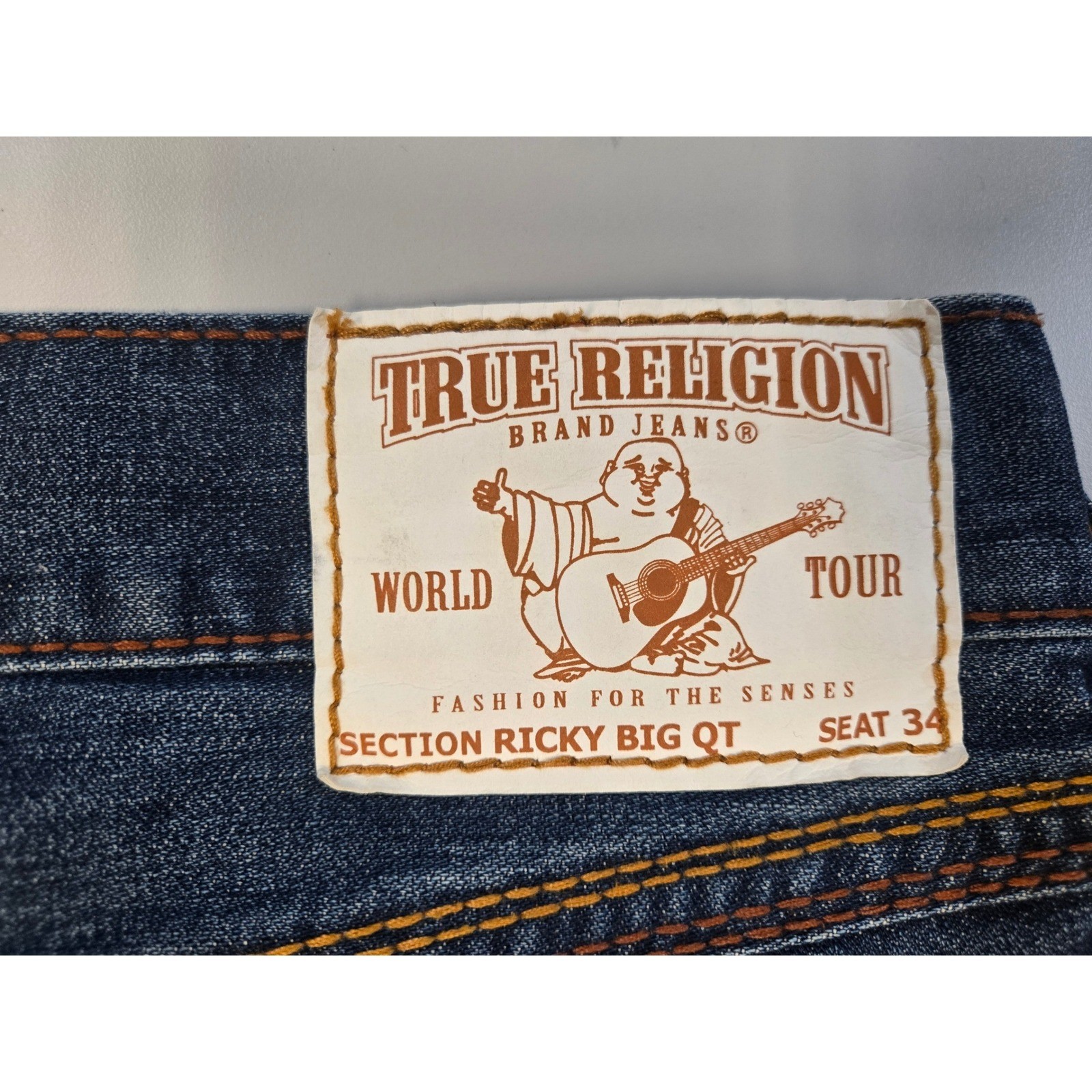 True Religion Ricky Big QT Jeans Mens 32 Dark Wash Straight Leg Made in USA