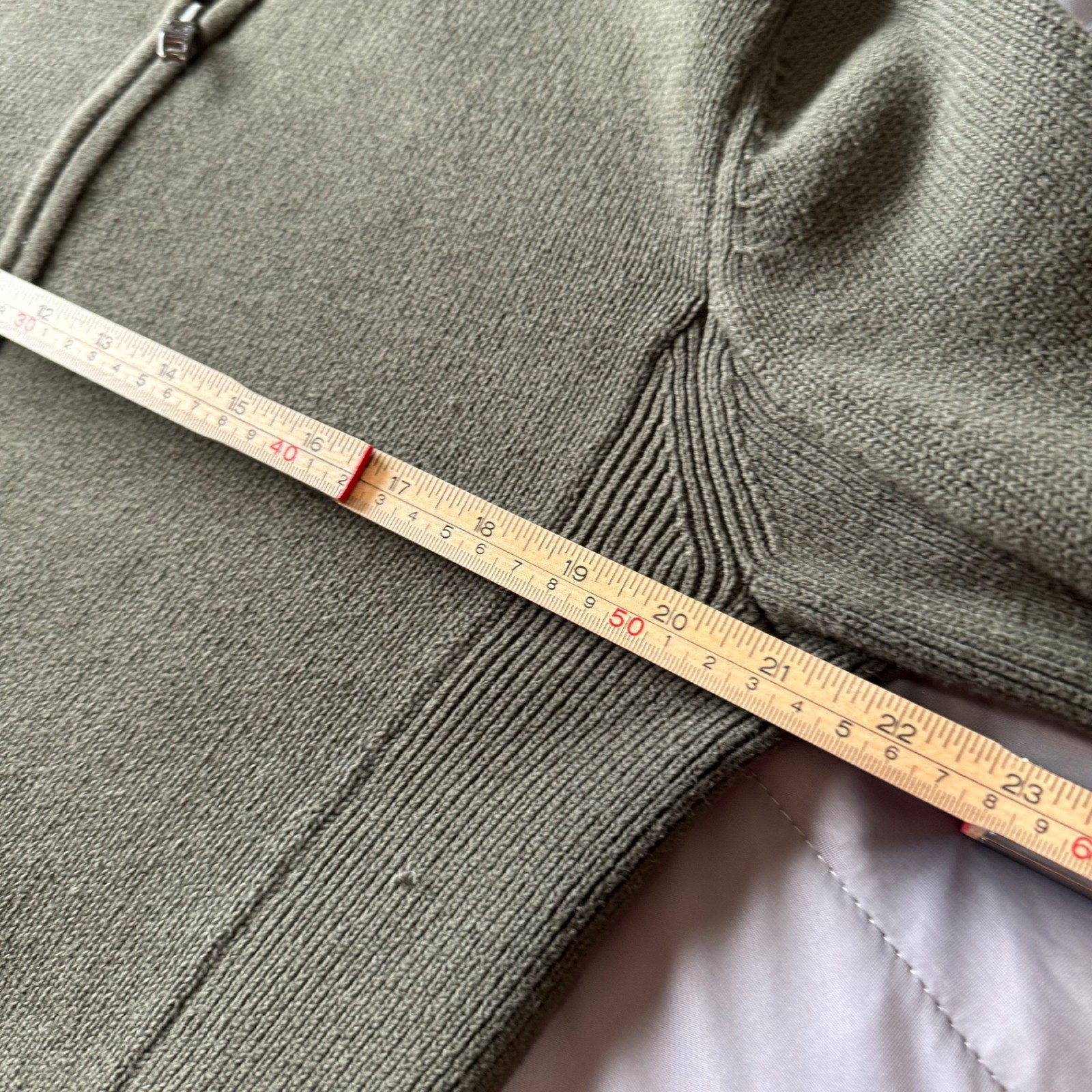 Victorinox Full Zip Cardigan Mens Medium Olive Green Excellent Cotton Sweater