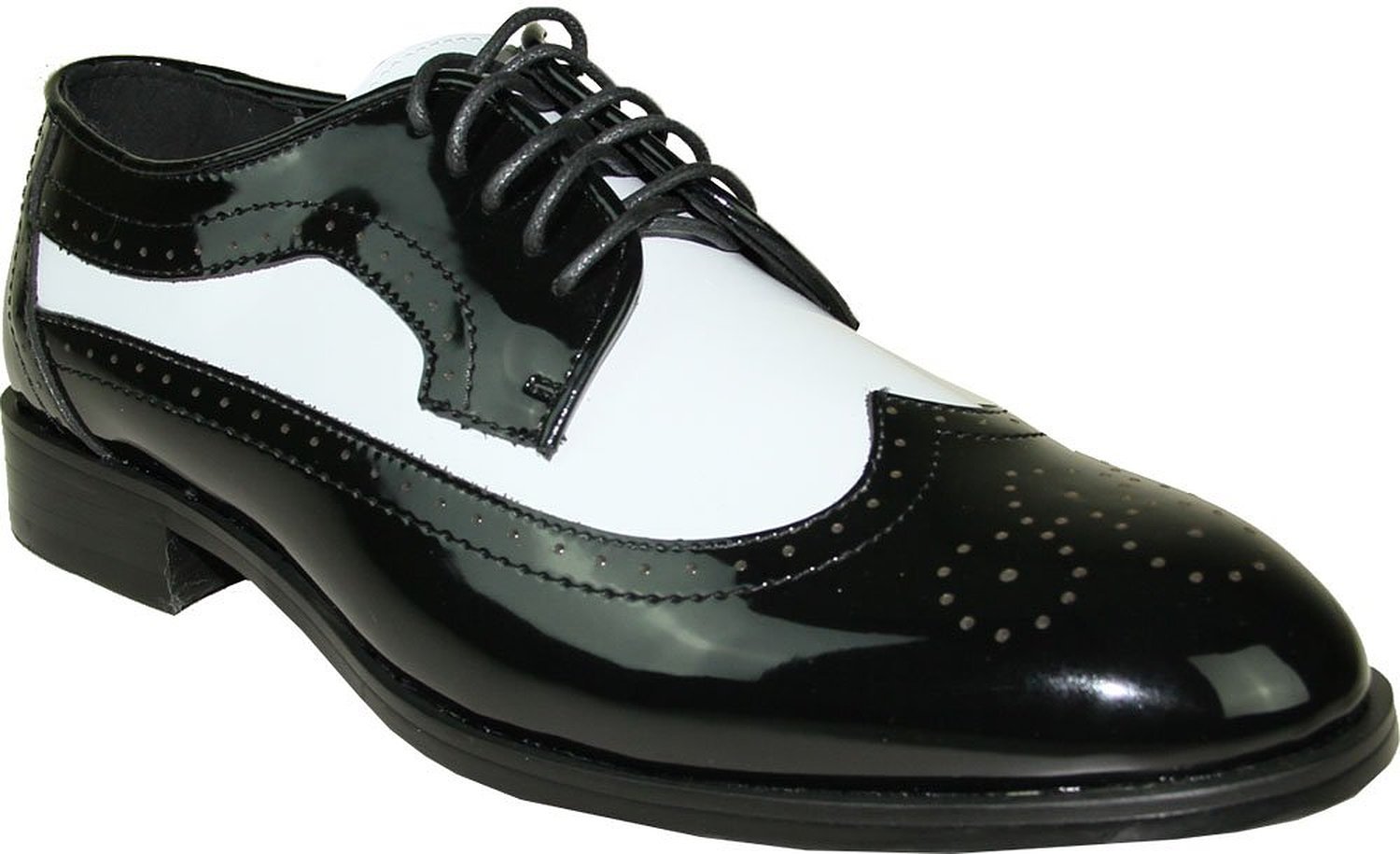 Jean Yves jy03 Wing Tip Two Tone Black & White Tuxedo Dress Shoes