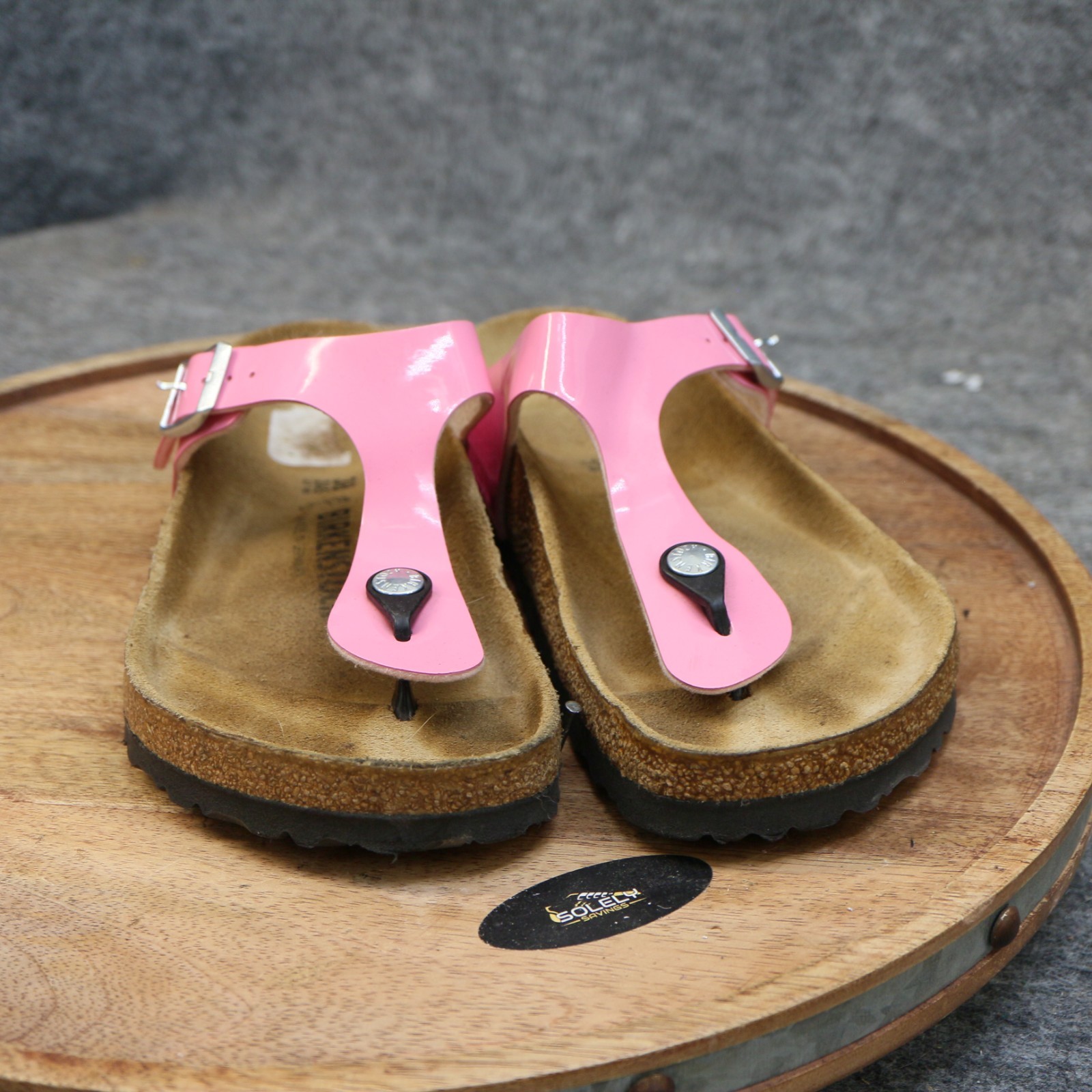 Birkenstock Gizeh Pink Patent Birko Flor Thong Sandals Womens Size 38 US 7 Reg.