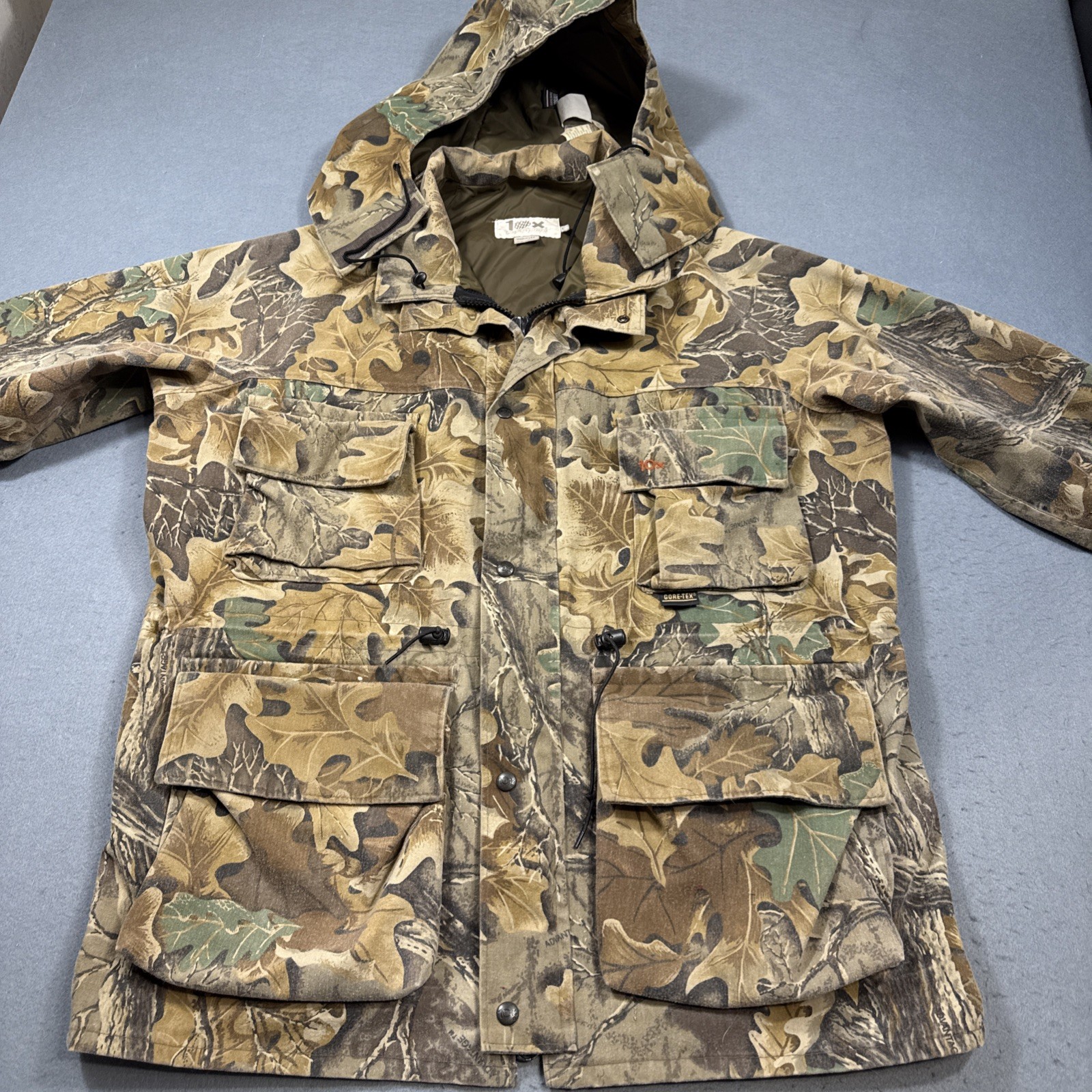 VTG 10X Gore-Tex Rain Hunting Jacket Mens Sz L Large Realtree Camo USA MADE