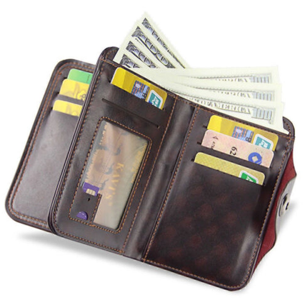 Credit Card Holder Wallet With Hasp Men’s S4 Retro Leather Vertical Section US