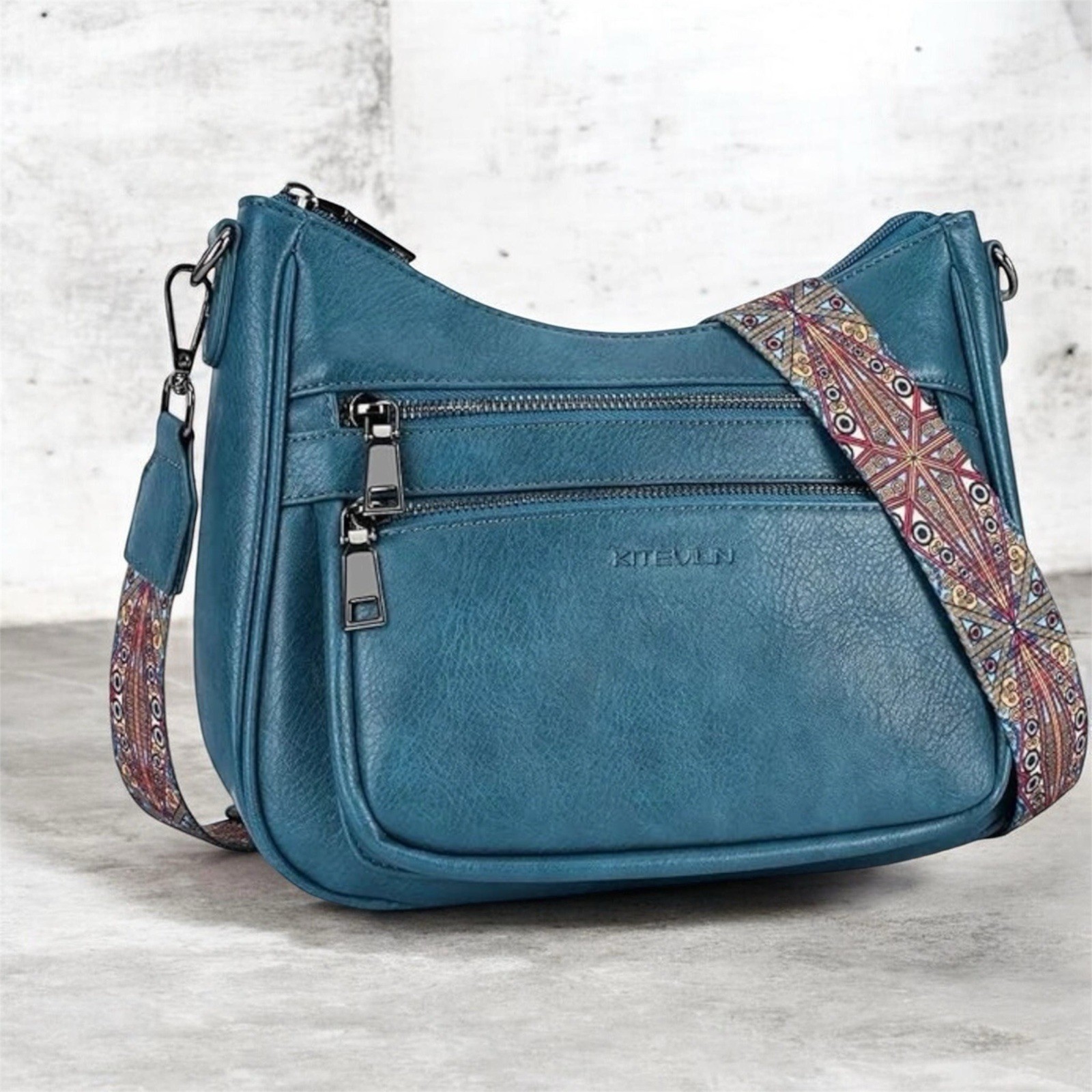 Blue Crossbody Bag Women Multi Pocket Shoulder Strap Bag BK01