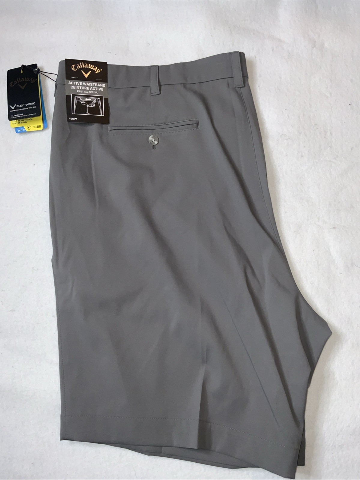 Callaway Men Stretch Flex Fabric Opti-Dri Quiet Shade Grey UPF 50 Shorts Sz 46B