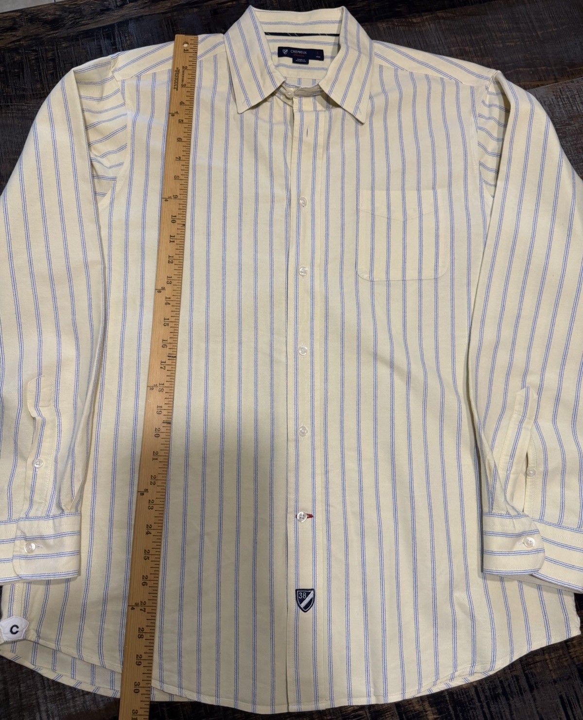 Cremieux Classics Shirt Men’s Button Up Long Sleeve Yellow Blue Large