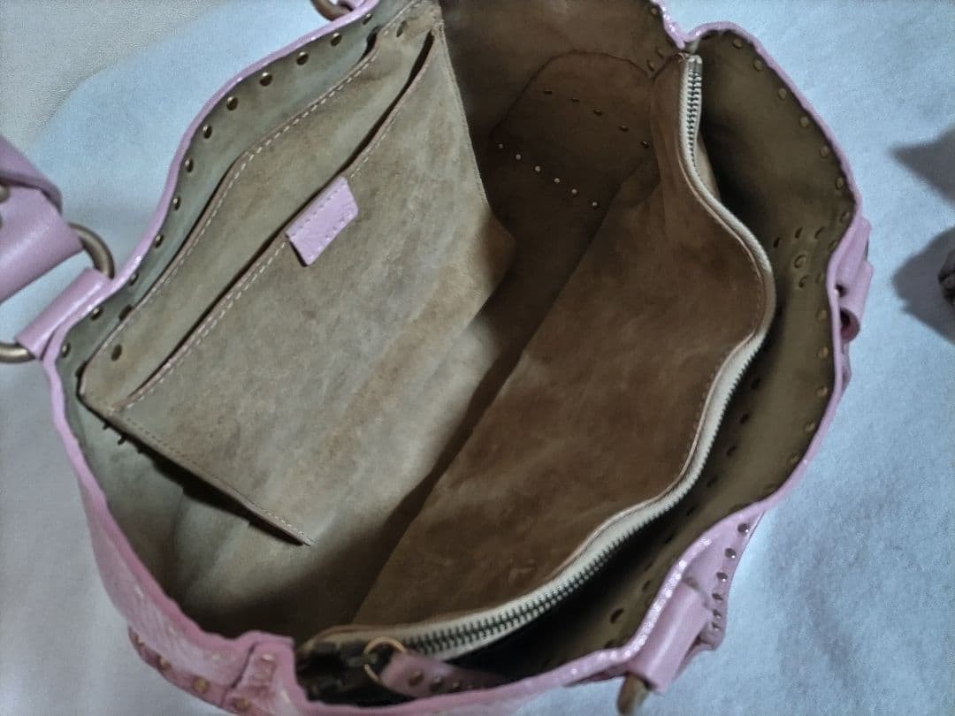CELINE Boogie Bag Pink Genuine Leather Rare Studded Tote Authentic