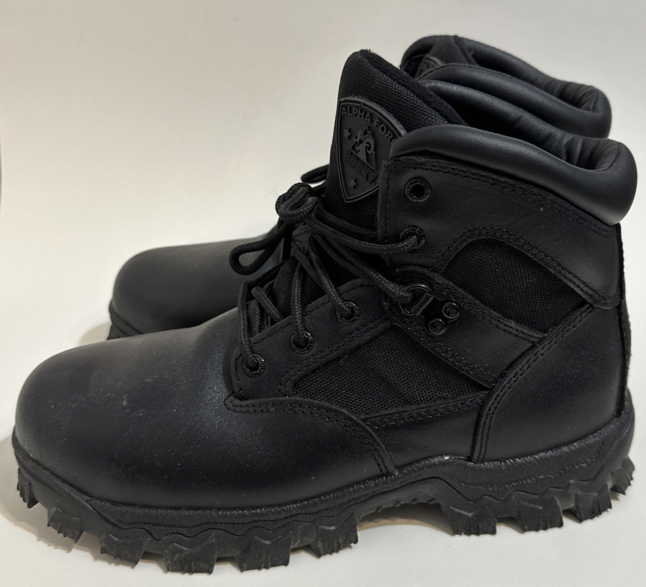 Rocky Alpha Force Waterproof Boots Men’s Sz 7.5 Wide Black Work Tactical Combat