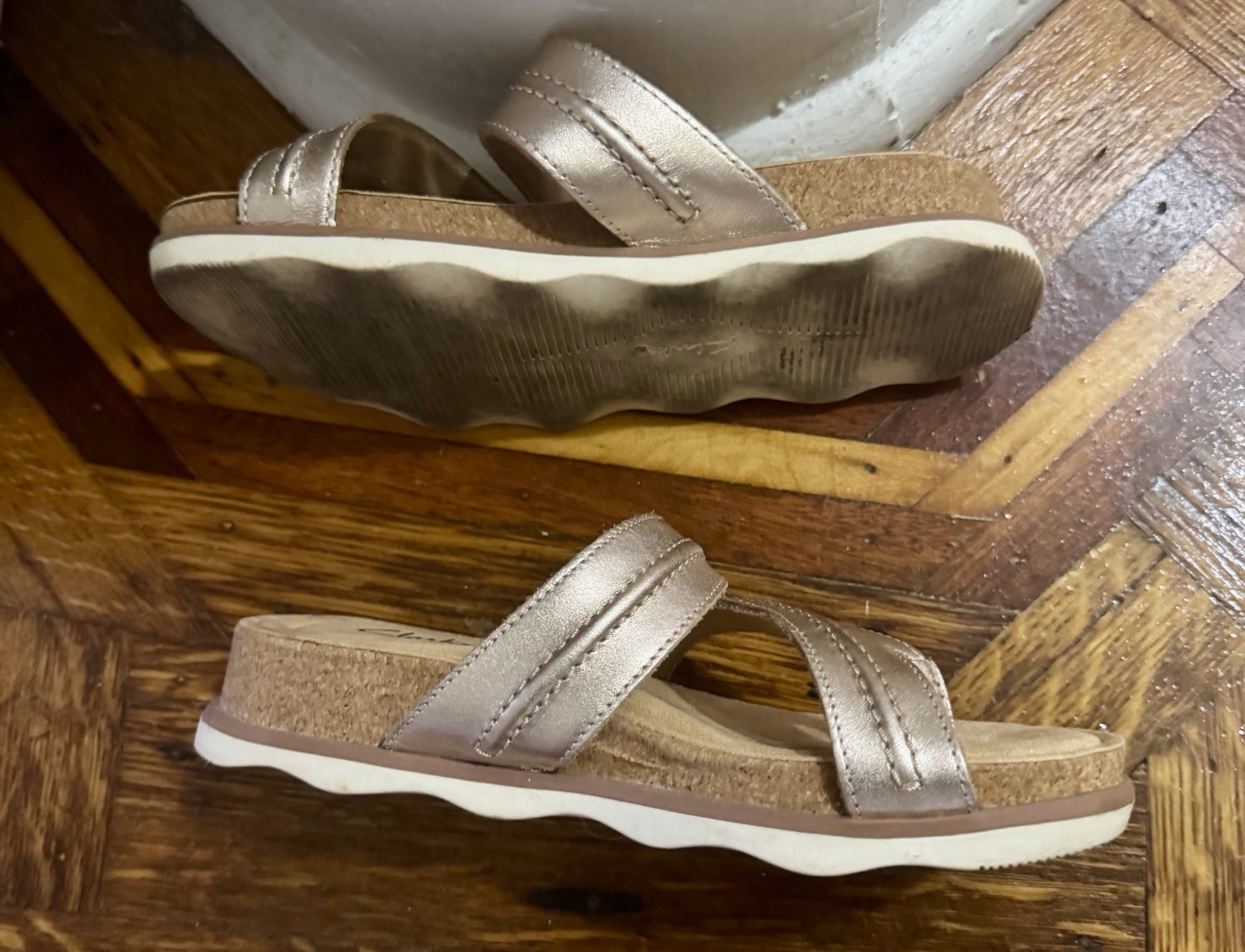 Clarks Brynn Madi Sandals Women’s 5M Rose Gold Leather Ultimate Comfort