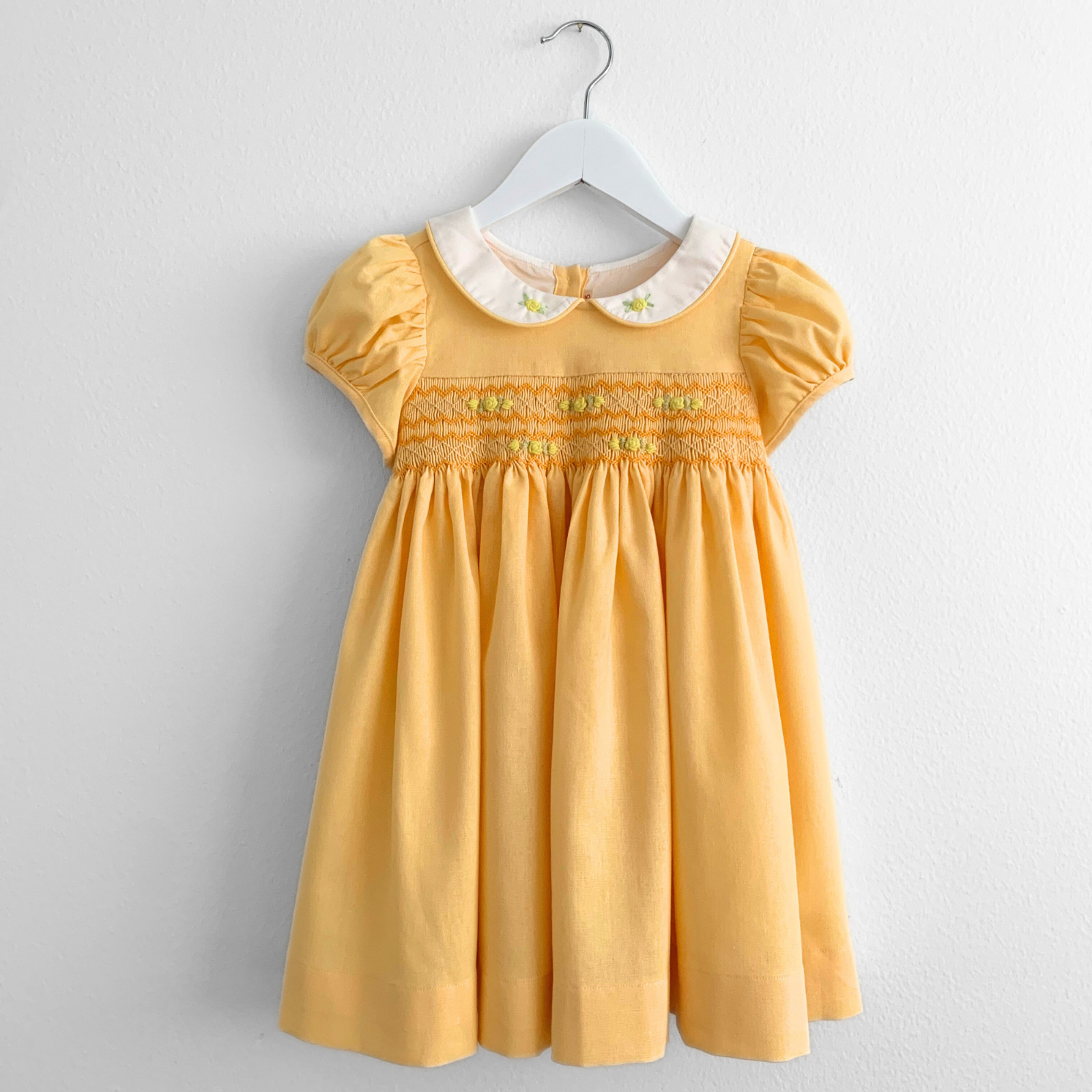 NWT Pretty Girls Embroidered Smocked Dress Boutique Princess Sunshine Yellow 4T