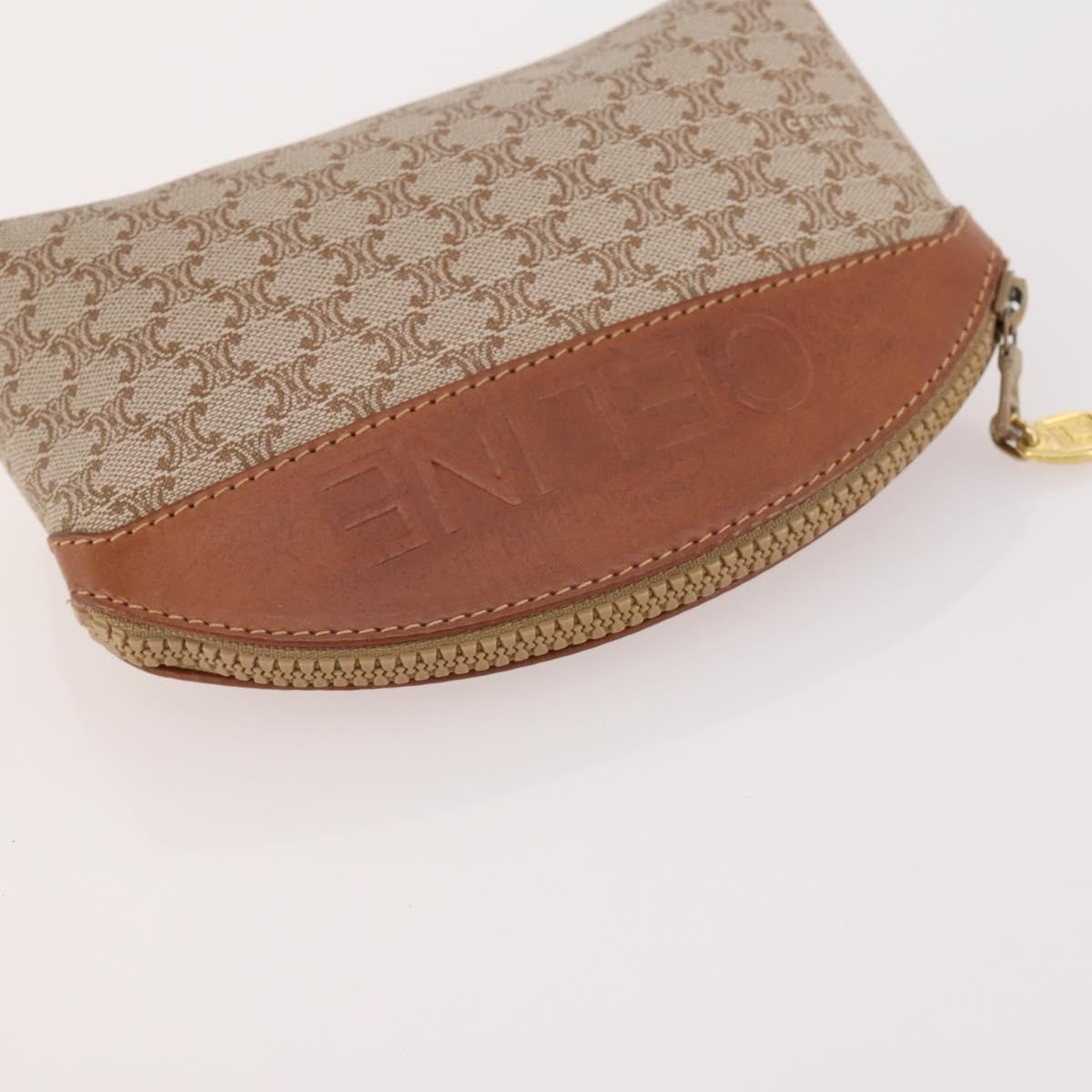 CELINE Macadam Canvas C Macadam Canvas Pouch PVC 3 Set Beige Brown Auth fm5234