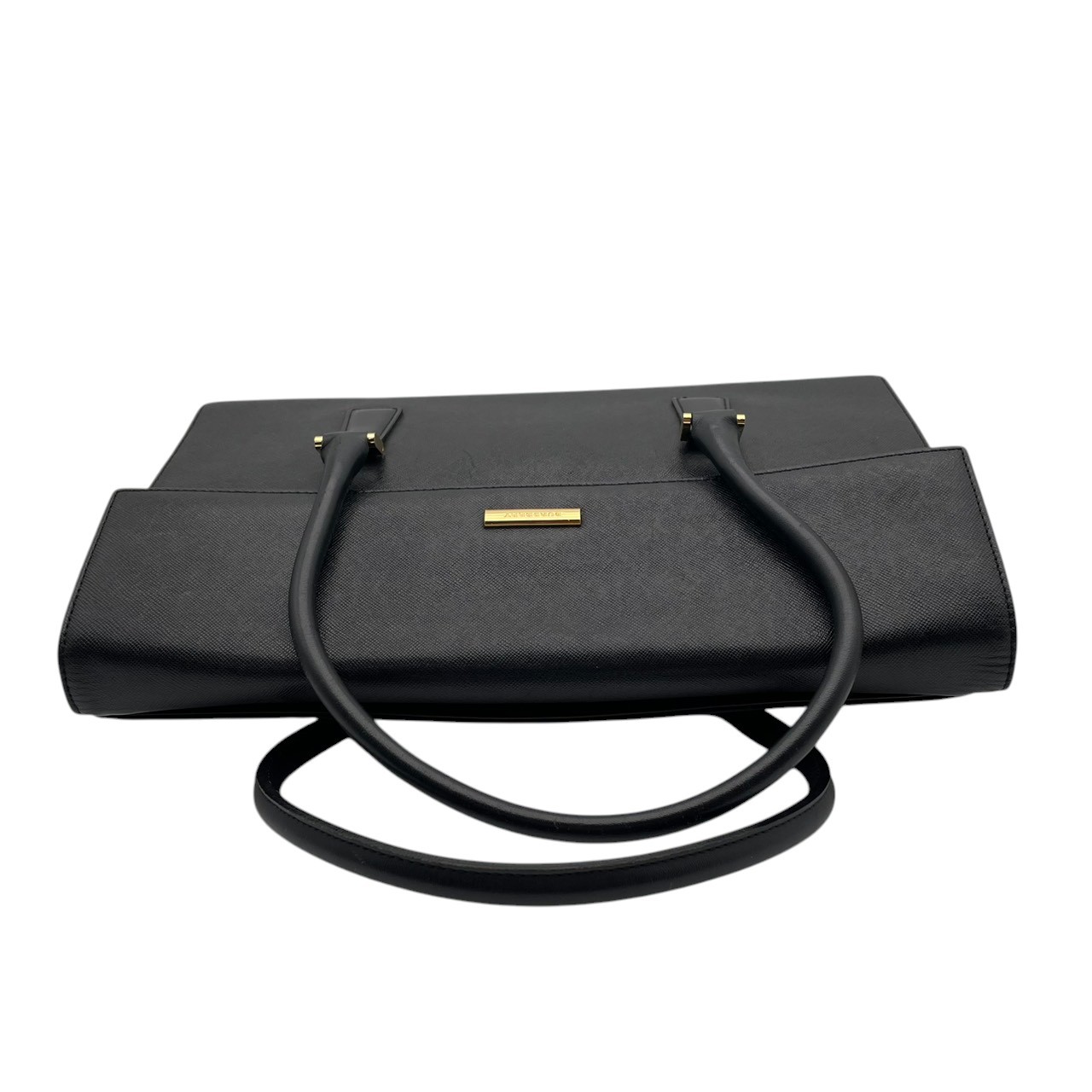 Authentic BURBERRY Saffiano Leather Flap Handbag Black Nova Check Vintage
