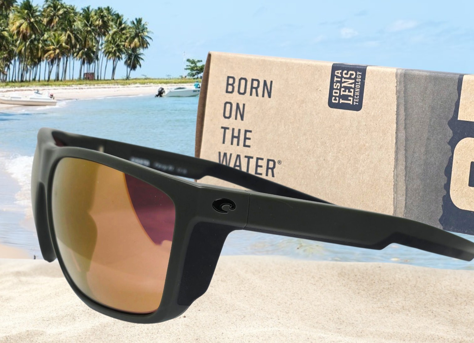 COSTA DEL MAR matte olive/gold mirror FERG XL polarized 580G sunglasses NEW!