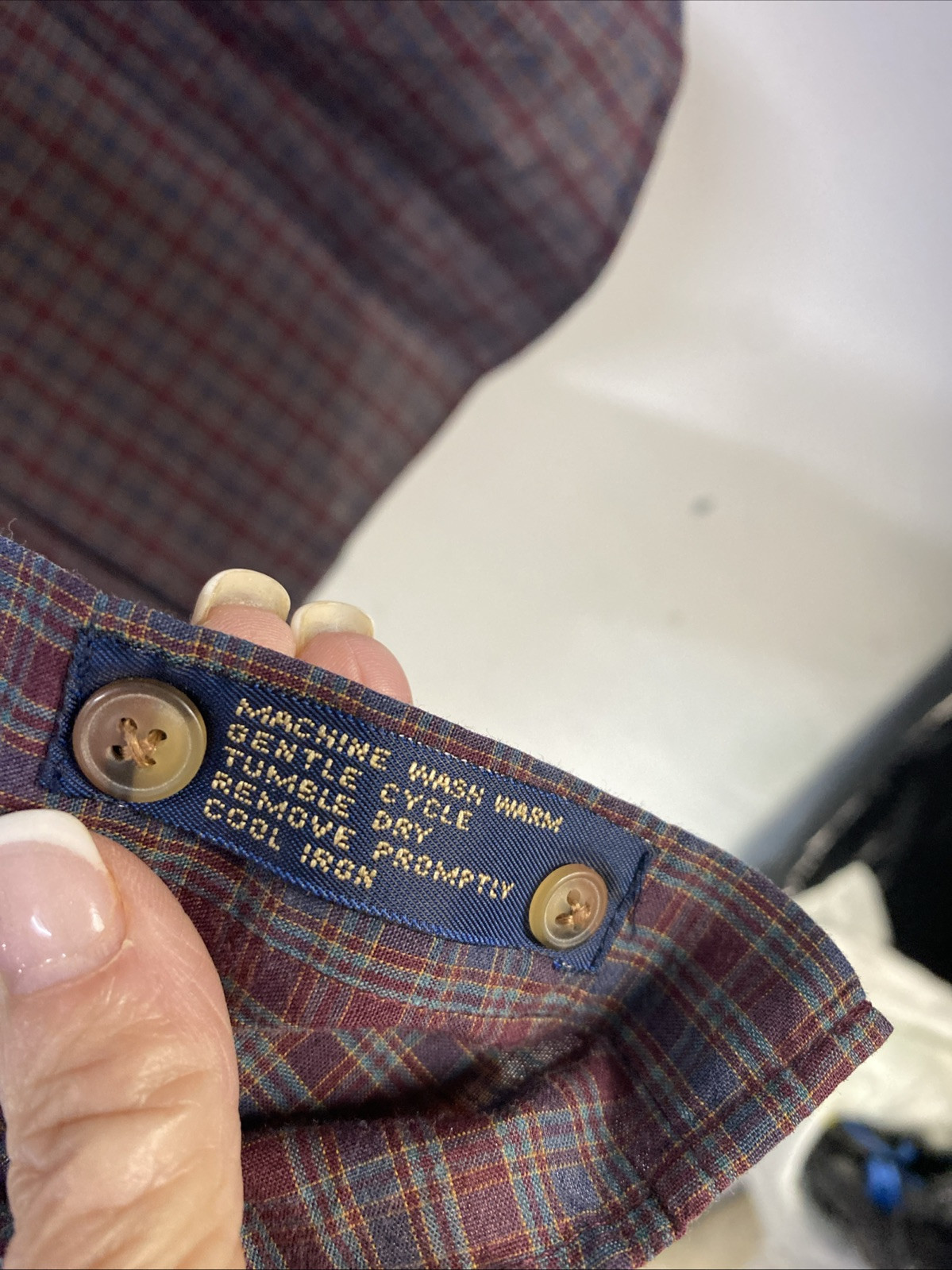 Men’s Deansgate Dress Shirt-Red/Blue Plaid Long Sleeve, Pocket Size XL