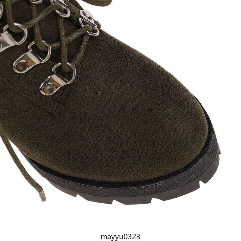 Women’s Ankle Boots HIgh Chunky Heel Shoes Platform Lace Up Zip Buckle Oversize
