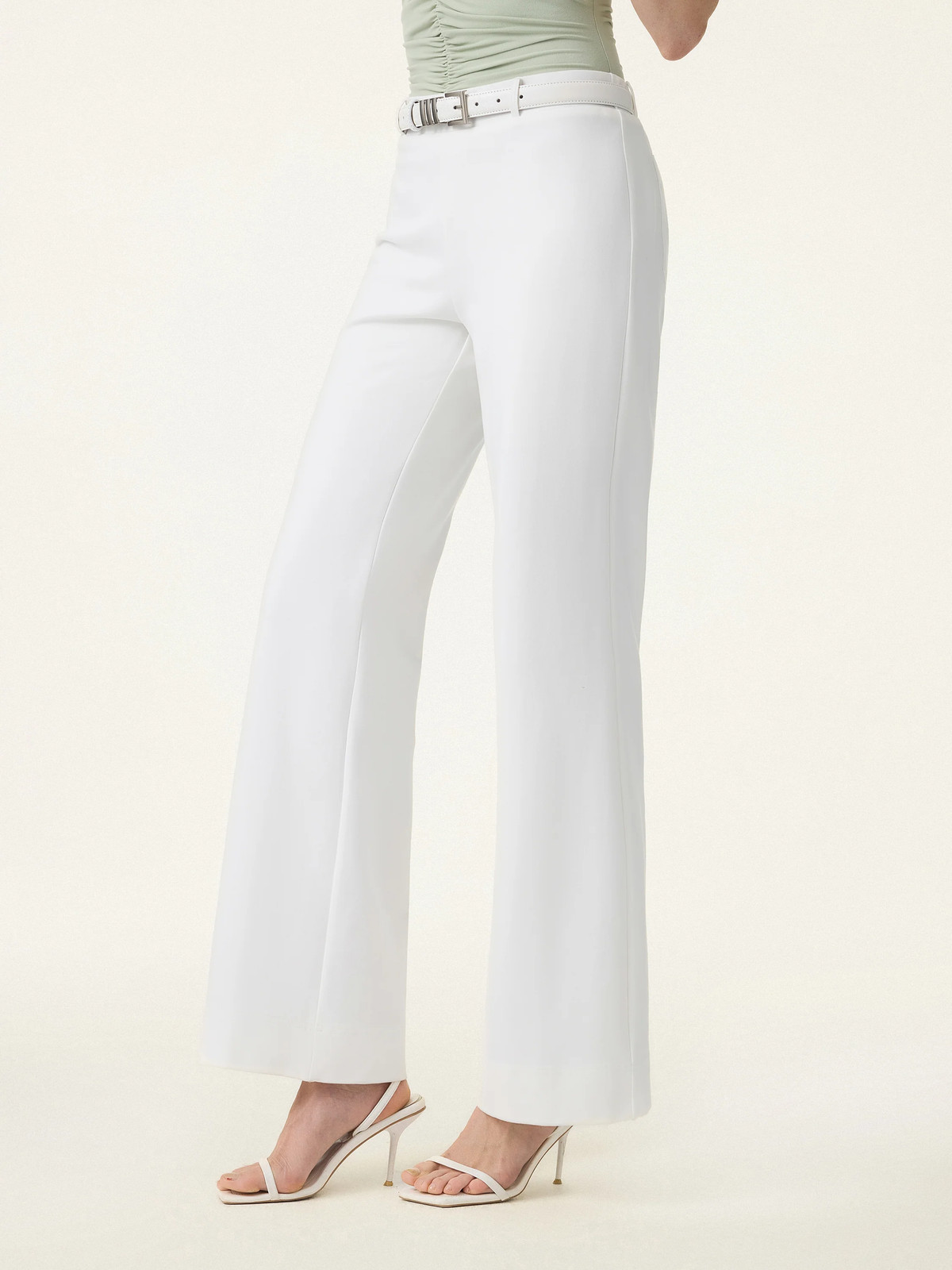 Not-See-Thru Drapey Mid Rise Wide Leg Pull-on Pant with Pockets