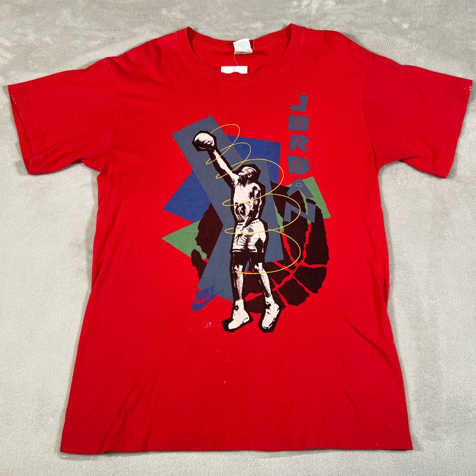 Vintage 90s Nike Michael Jordan T-Shirt Mens Large Red Single Stitch Chicago VTG