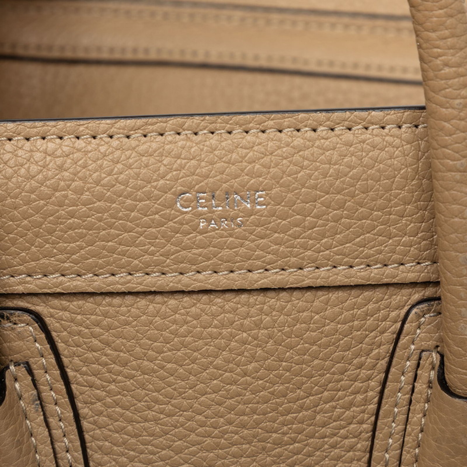 Celine Luggage Nano Shopper Handbag, Beige Leather, Women’s CELINE GZl1h8bj