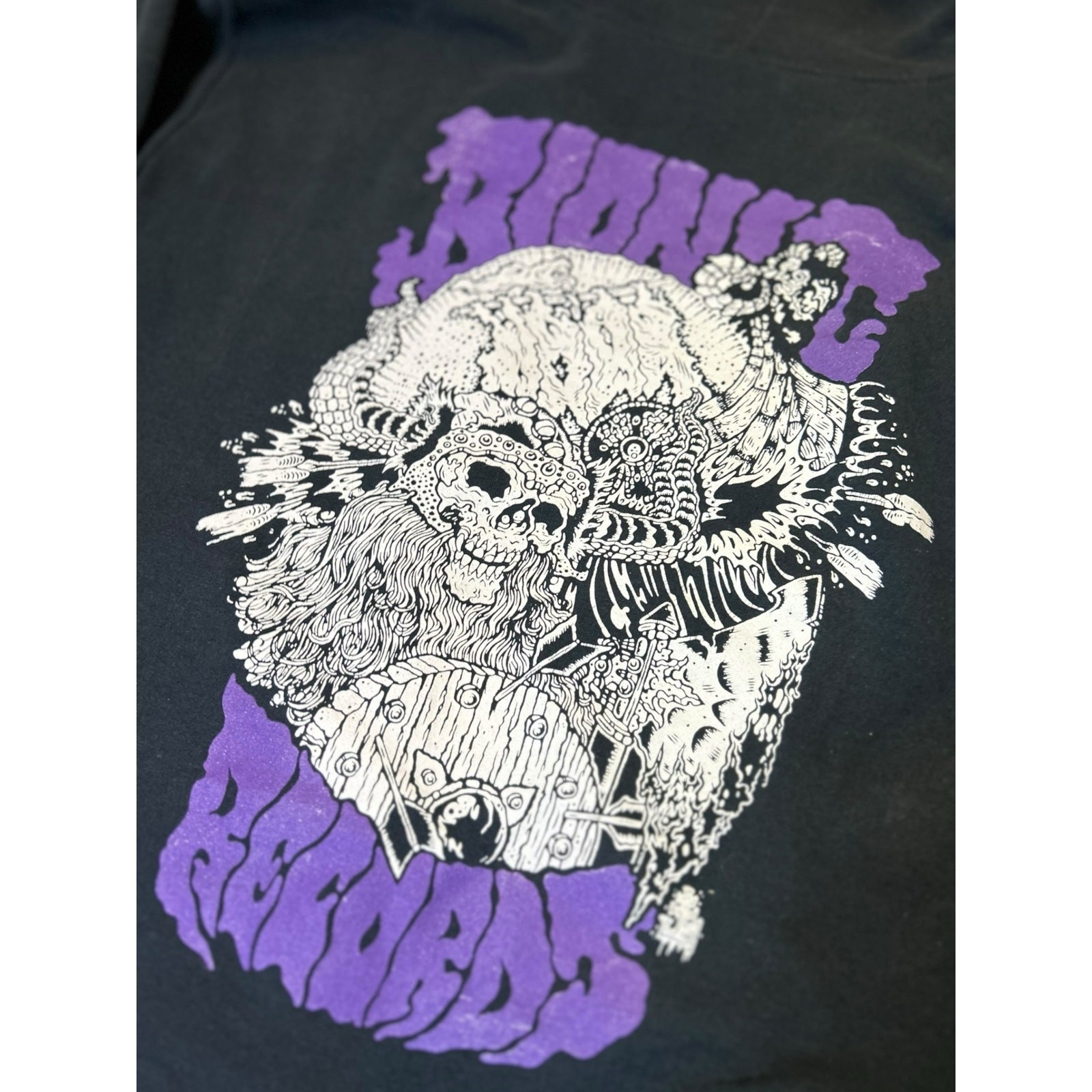 Bionic Records Orange County Skull Graphic Hoodie Size S– Grunge, Punk