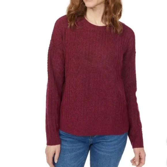 Legendary Outfitters Women’s Cozy Cable Knit Sweater, Garnet, Size L