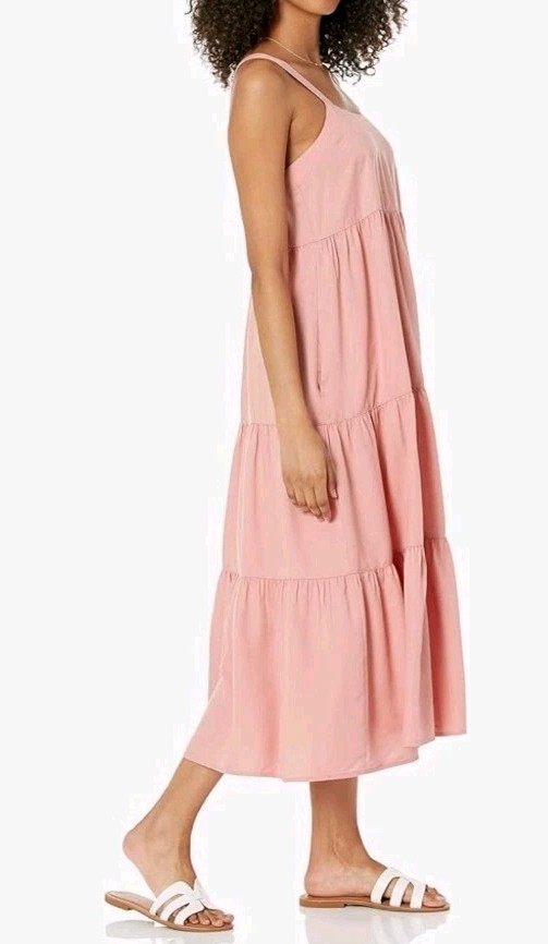 NEW The Drop Britt Tiered Maxi Tent Dress Rosette Mauve Pink small S Boho