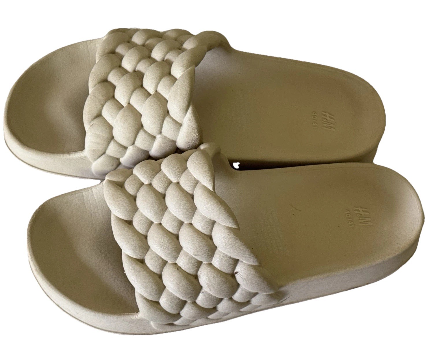 H&M Women’s Beige Braided Slide Sandals Rubber Upper Slip-On US 9-40/41