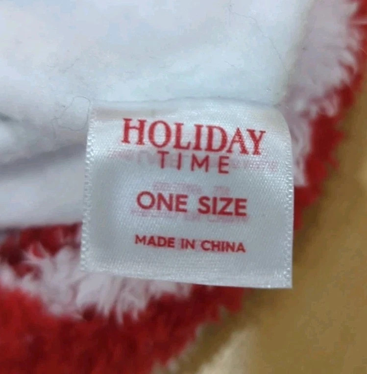 Ugly Christmas Hat Holiday Time Elf Ears Sherpa Striped Adjustable One Size