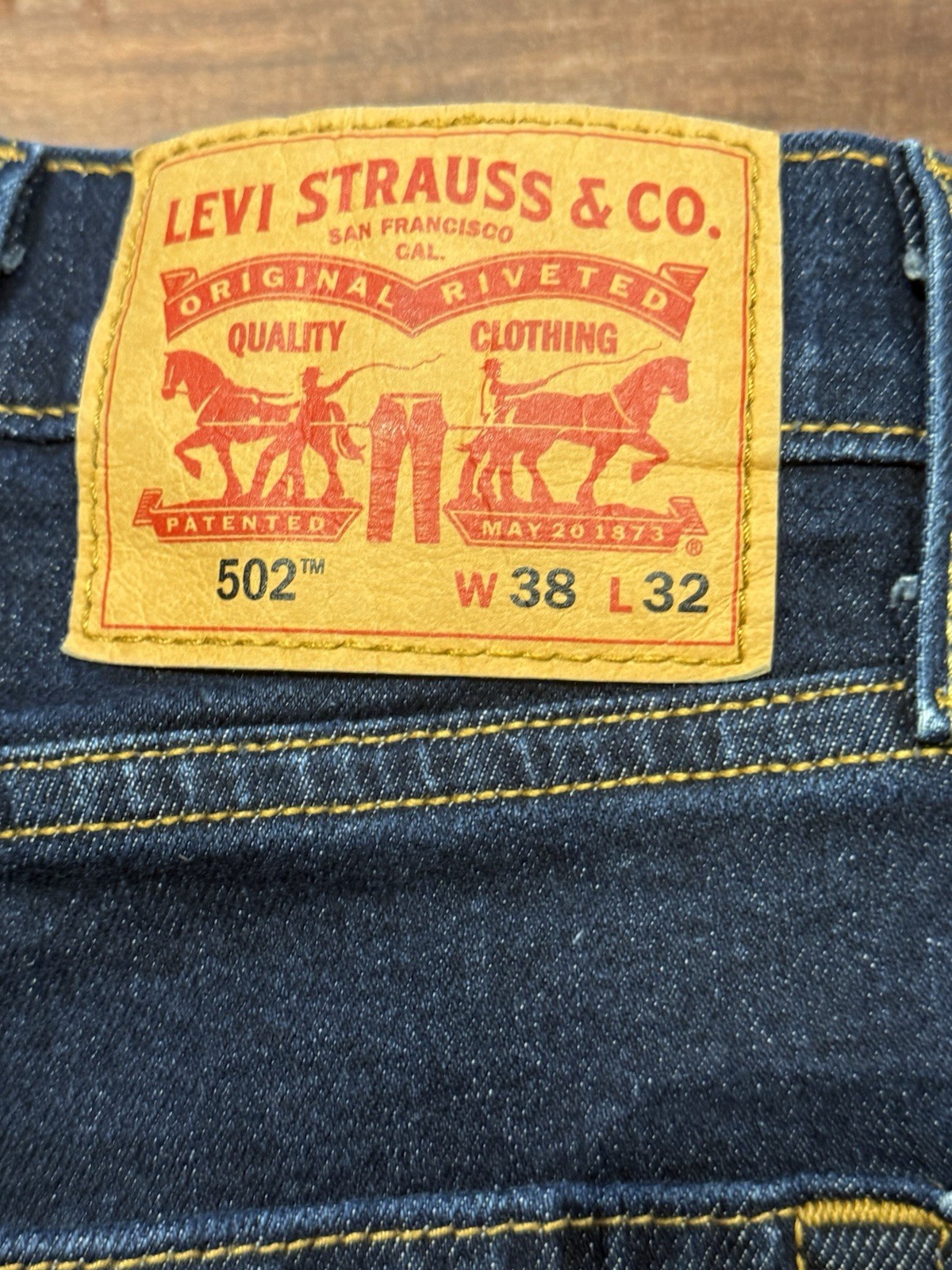 Men’s LEVI 502 Jeans – Taper Fit – Mens Size 38×32 Dark Hollow Denim