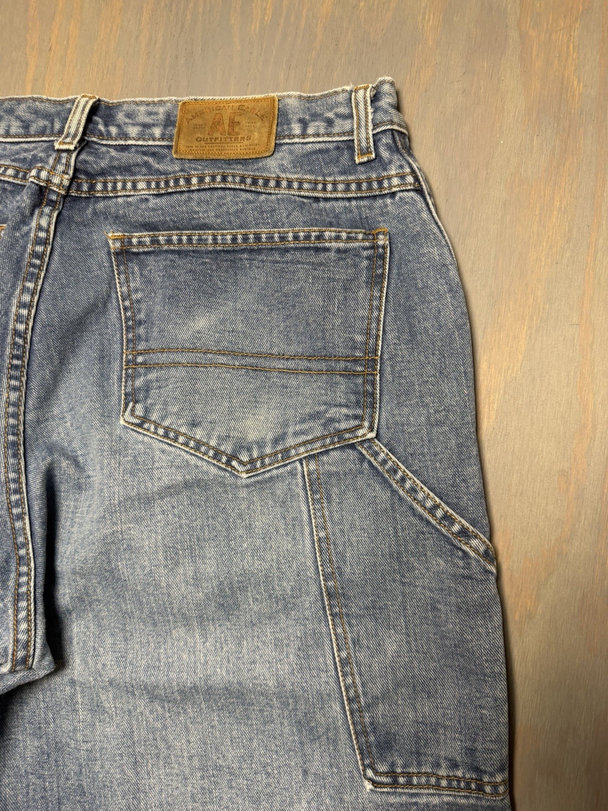 Authentic Mountain Blue Denim Vintage Carpenter Jeans American Eagle 34/30