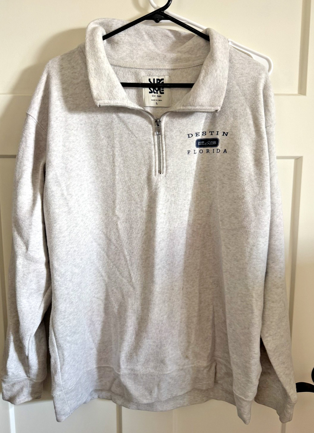 Pullover Zip Destin Florida Surf Style Size: Large Gray