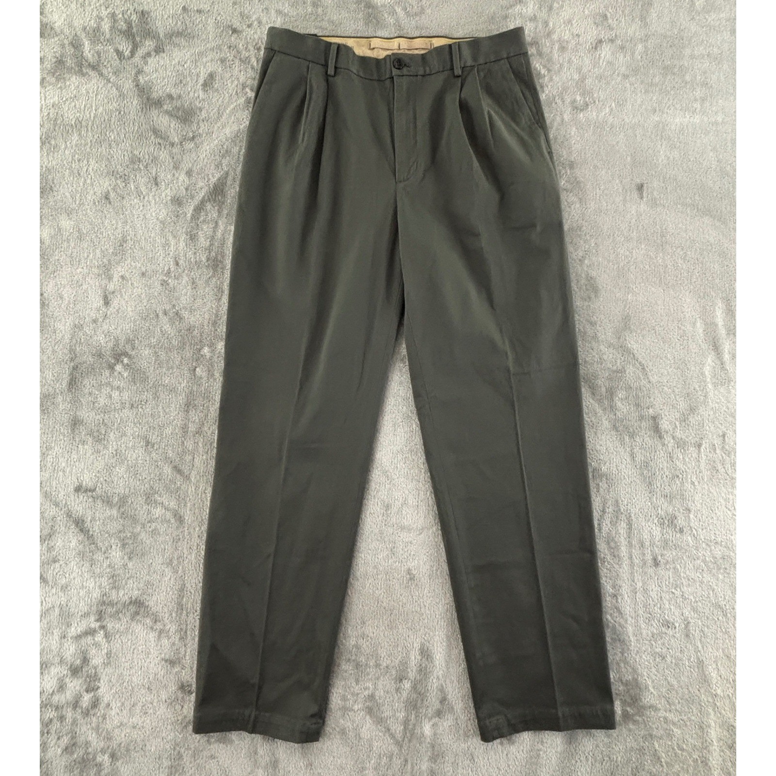 Banana Republic Smithfield Chino Mens 35×34 Olive Relaxed Fit Pleated Straight