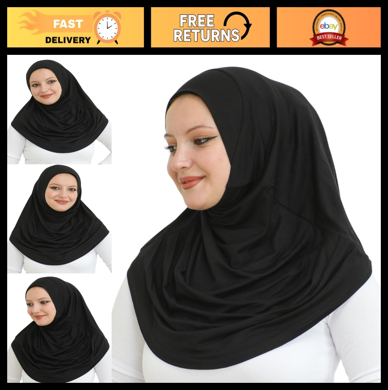 Soft Jersey Instant Hijab for Women – Long Muslim Turbans, Fashionable Islamic S