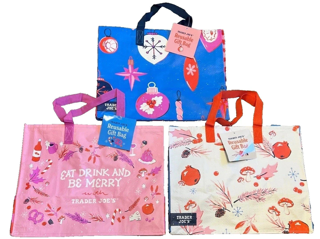 Trader Joe’s Gift Bag Reusable 2025 Limited Edition White/Pink/Blue Options