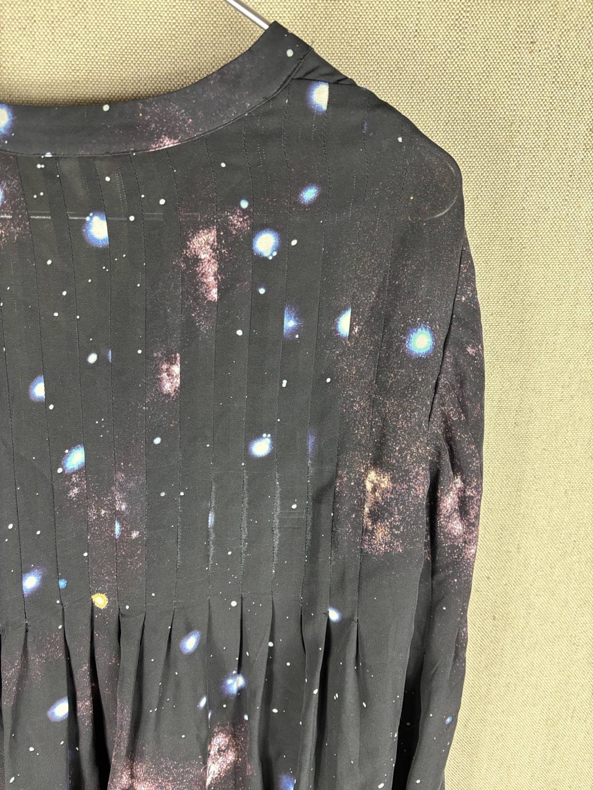 Parker Black Silk Celestial Print Button-Front Blouse Extra Small