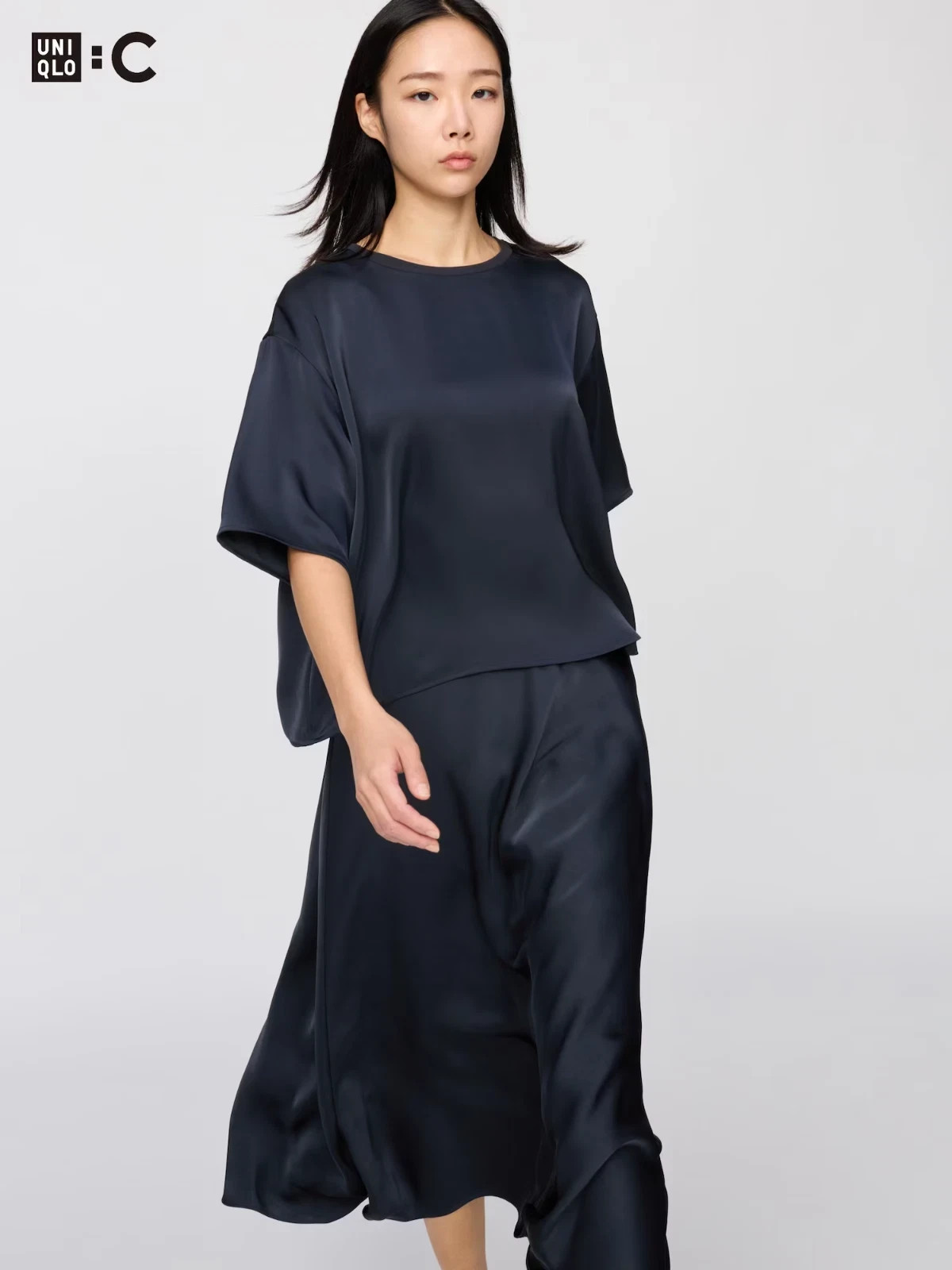 UNIQLO : C Satin Oversized Short Blouse Short Sleeve Women’s Japan New 2026