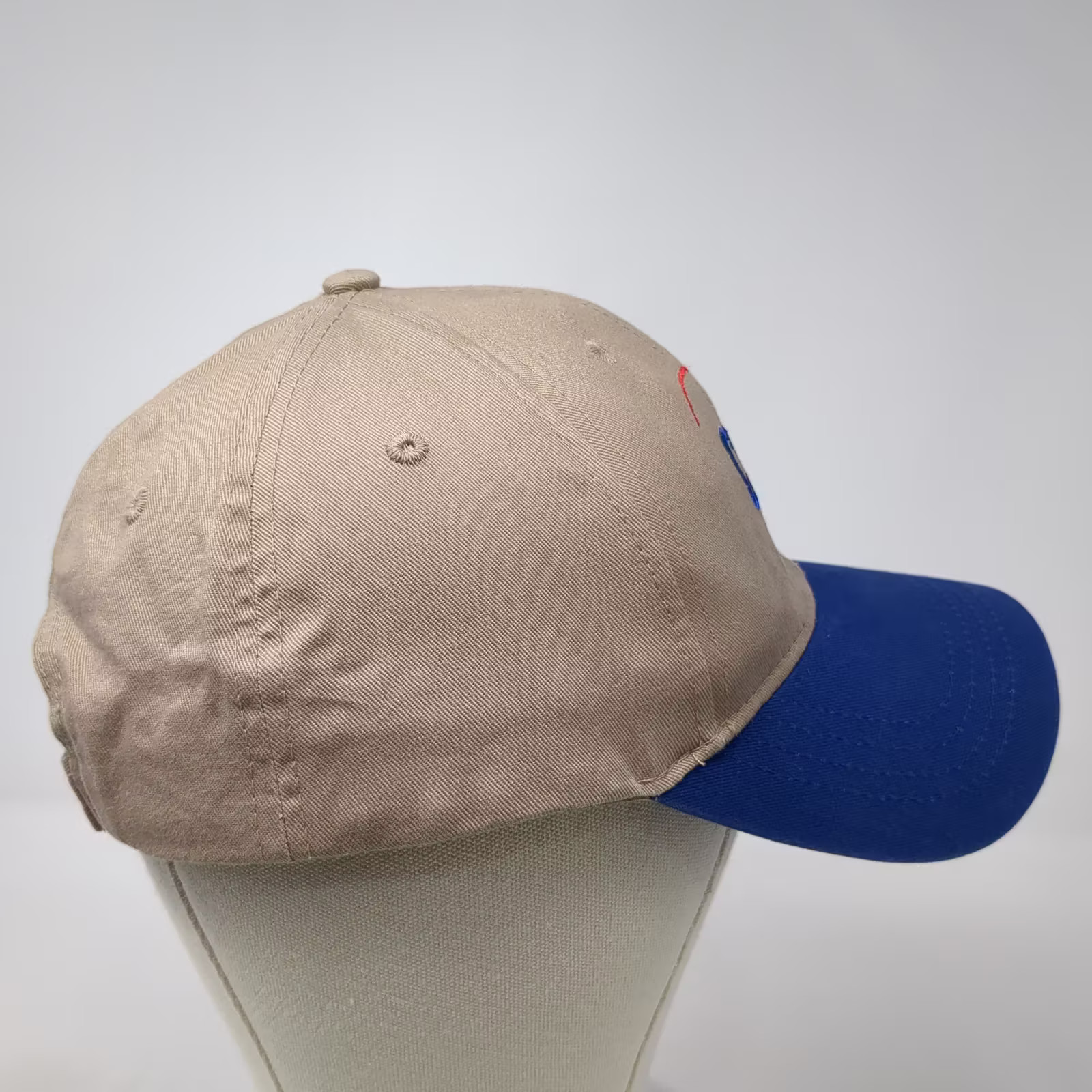Beige Blue CDS Embroidered Adjustable Two Tone Baseball Cap One Size Hat