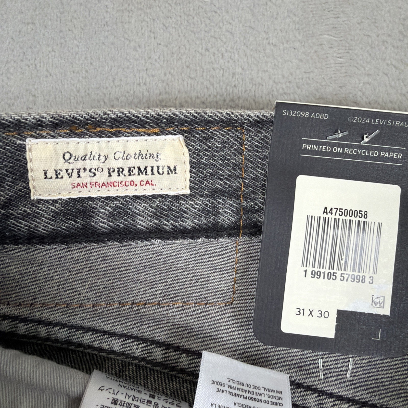 Levi’s Premium 578 Baggy Denim Jeans Men’s Size 31×30 Gray Cotton Y2K