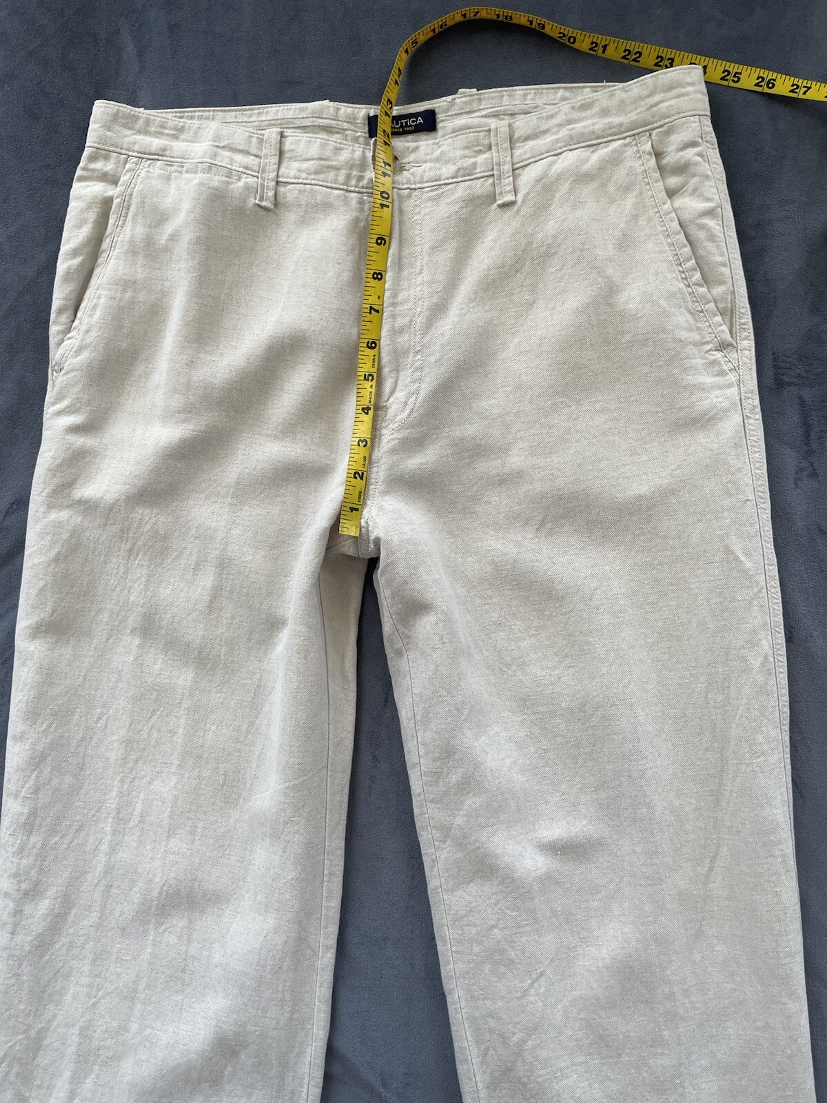 NAUTICA Men’s 52% Linen 48%Cotton Flat Front Pants Gray Size 36W X 34L