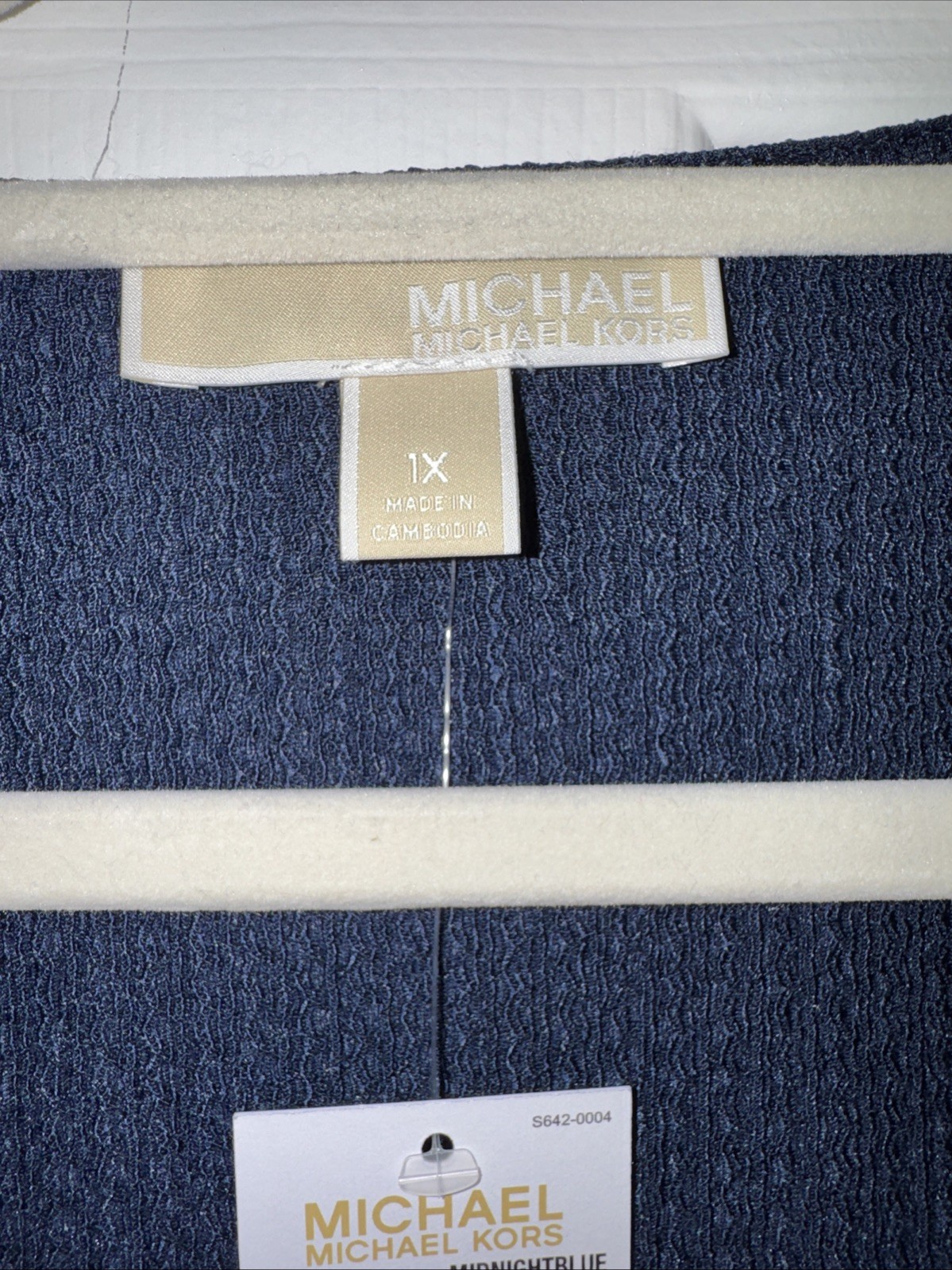 Michael Michael Kors NWT Faux Wrap Blouse Gold Logo Navy Size XL