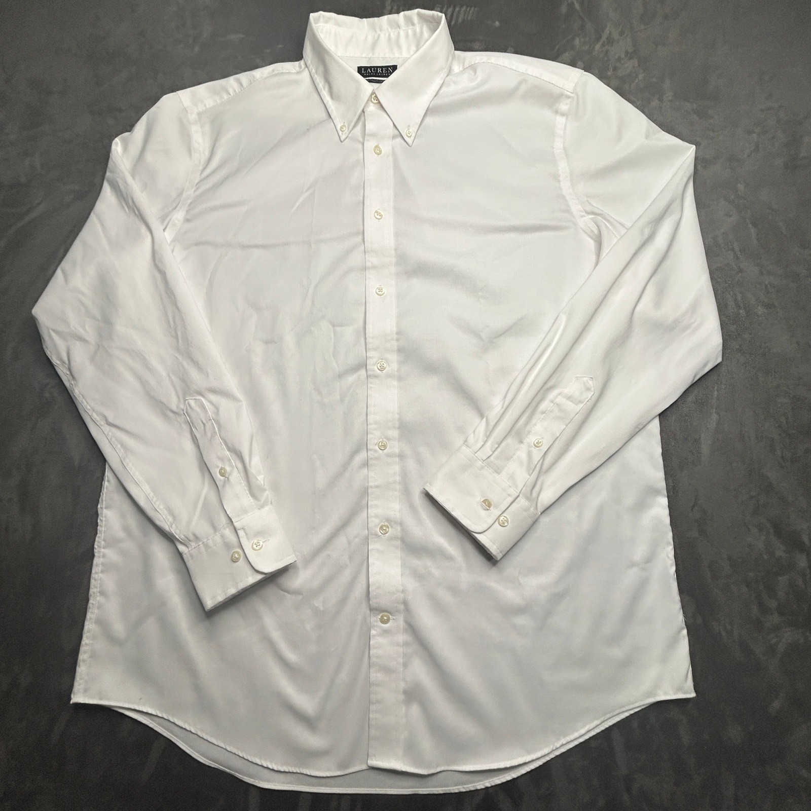 Lauren Ralph Lauren Dress Shirt Mens 17.5 36/37 White Stretch Fabric Tall Fit