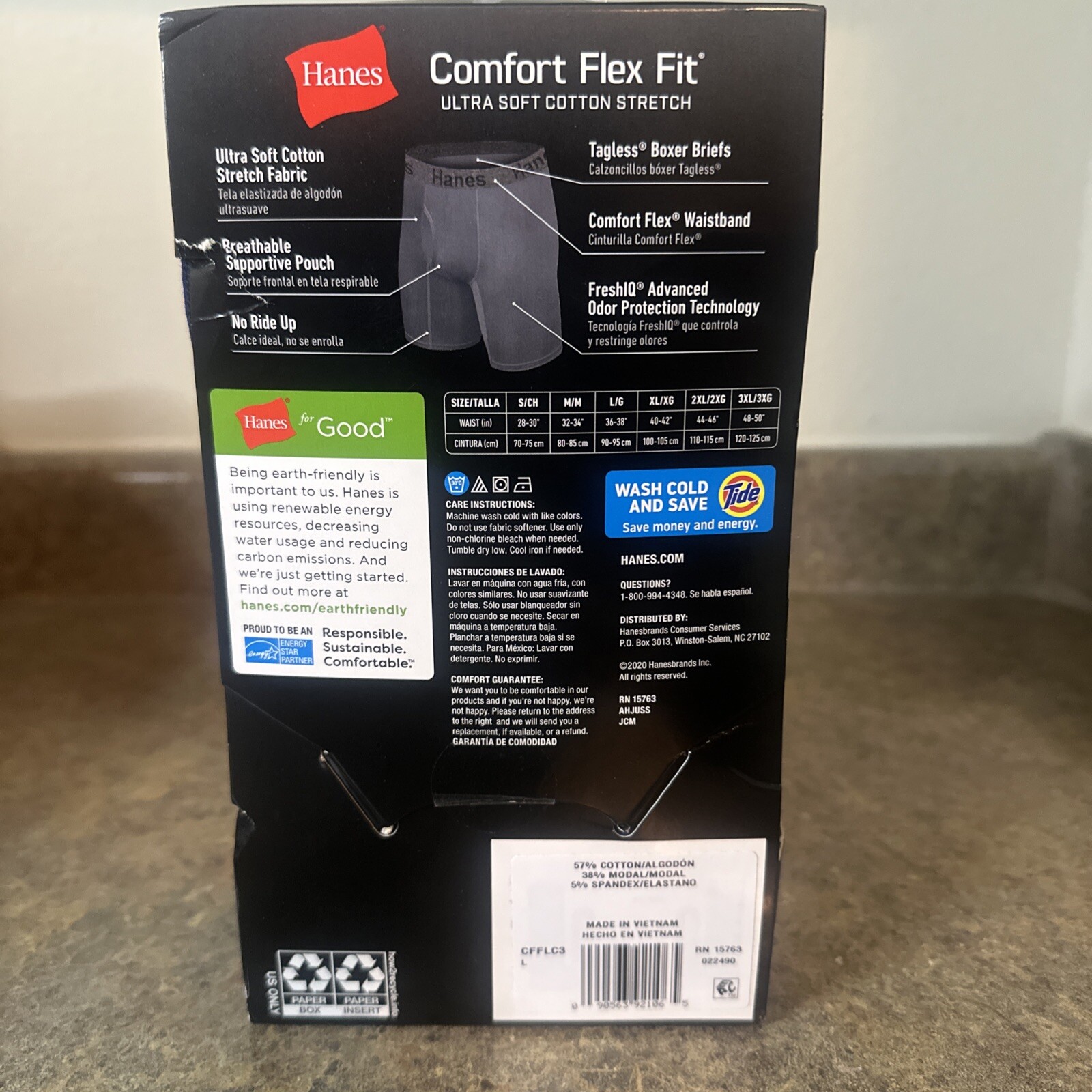 Hanes Mens Comfort Flex Fit Ultra Soft Cotton Stretch Long Leg Boxer Briefs 3-Pa