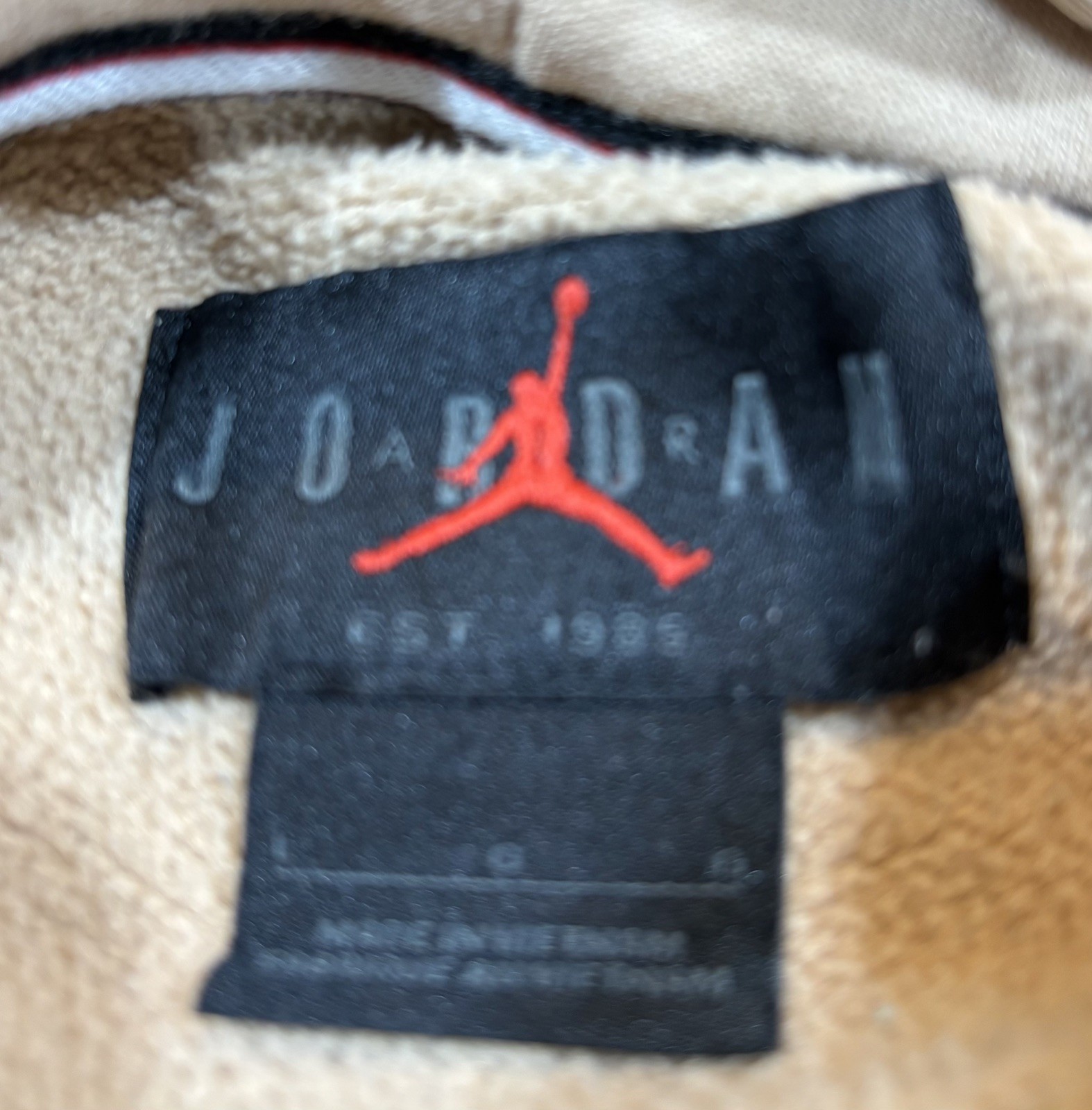 Air Jordan Nike Men MVP Fleece Pullover Hoodie Sandrift Brown Tan L