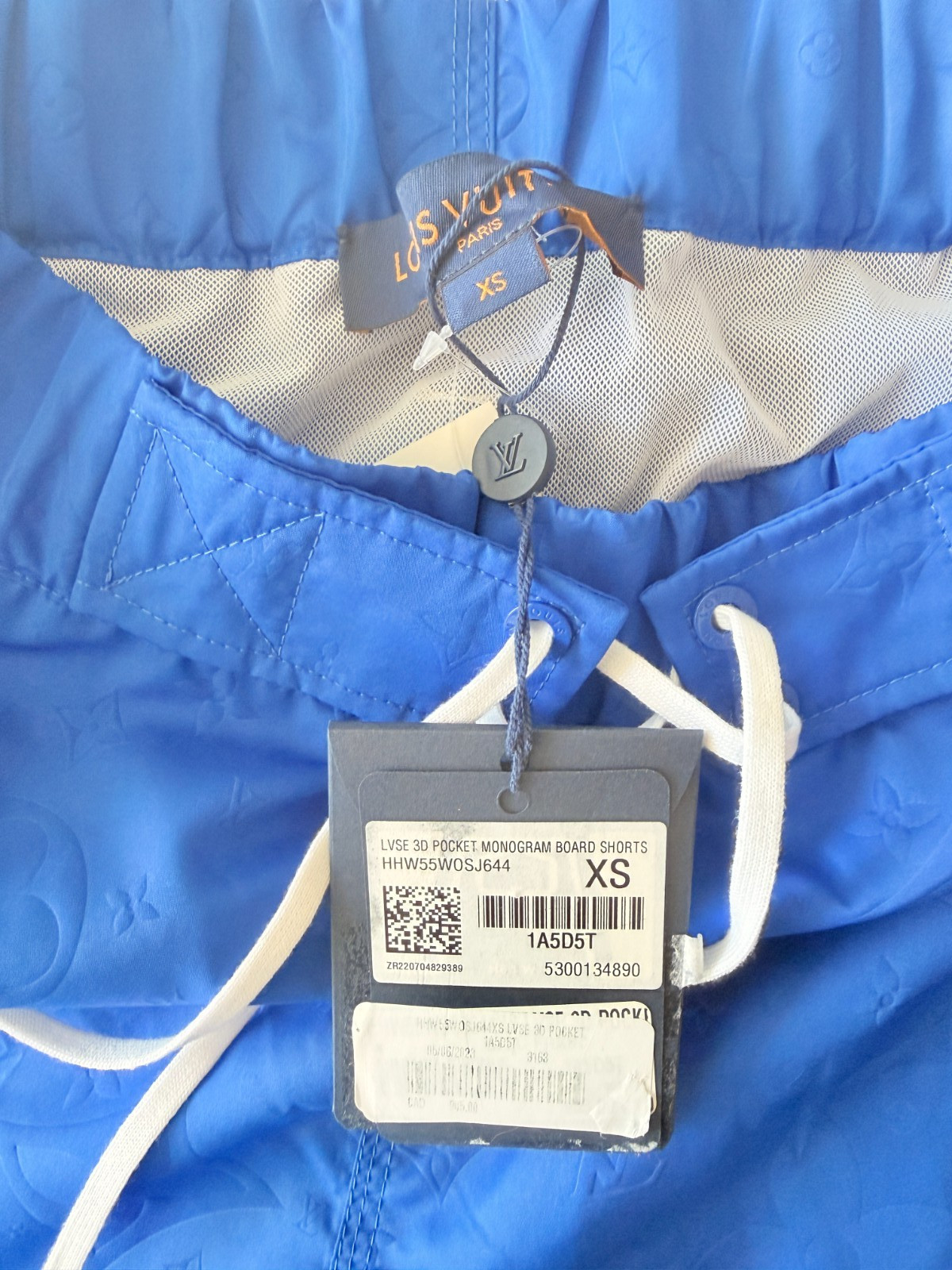 Louis Vuitton 2022 LV Monogram 3D Pocket Swim Trunks Blue XS NWT Virgil Abloh