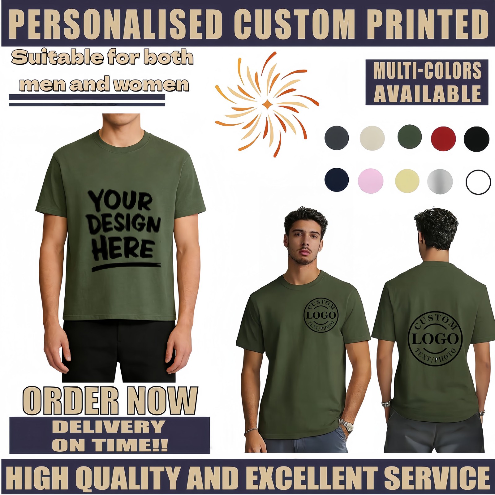 Father’s Day Gift Personalized T-Shirt, Custom Name & Dad Title Image Print